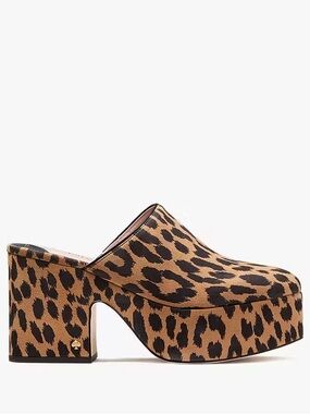 Kate Spade Leopard-Print Platform Mule in Tan and Black
